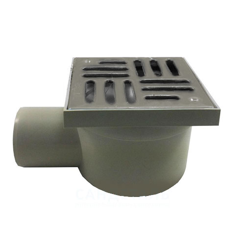 Водосток гориз., низ. с обр.клапаном, с пласт.реш., ЕВРОПЛАСТ, 150/вых. 110, 6103