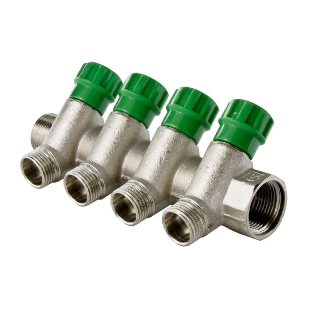 Коллектор 45° с кран-буксами 1"х3/4ш-4 выхода под евроконус TIM MR135NE-1-4