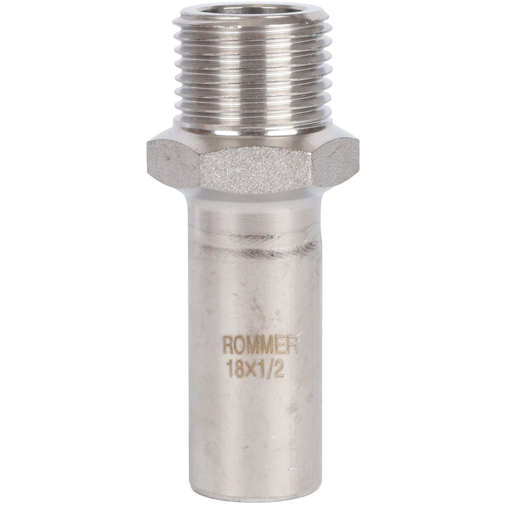 Вставка переходная НПр-НР 18х1/2 из нержавеющей стали прессовой ROMMER
