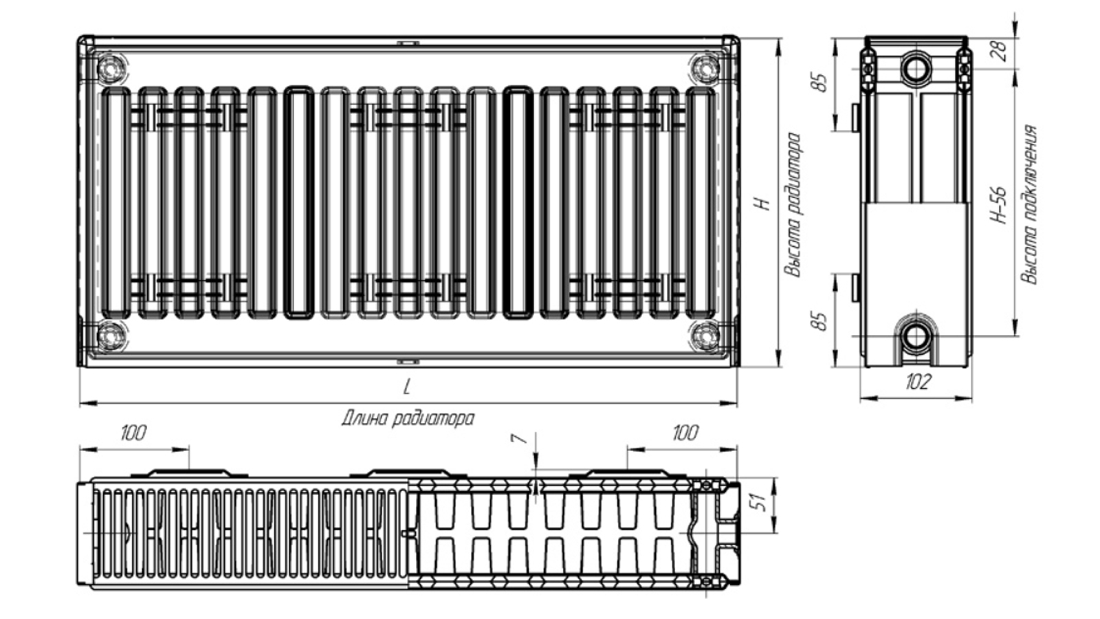 Радиатор ЛК 22-515   стальной панельный (Лидея)