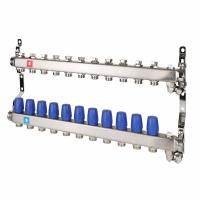 Коллектор без расходомеров, с дренажем и Маевским 1"х3/4", 11 вых. MVI