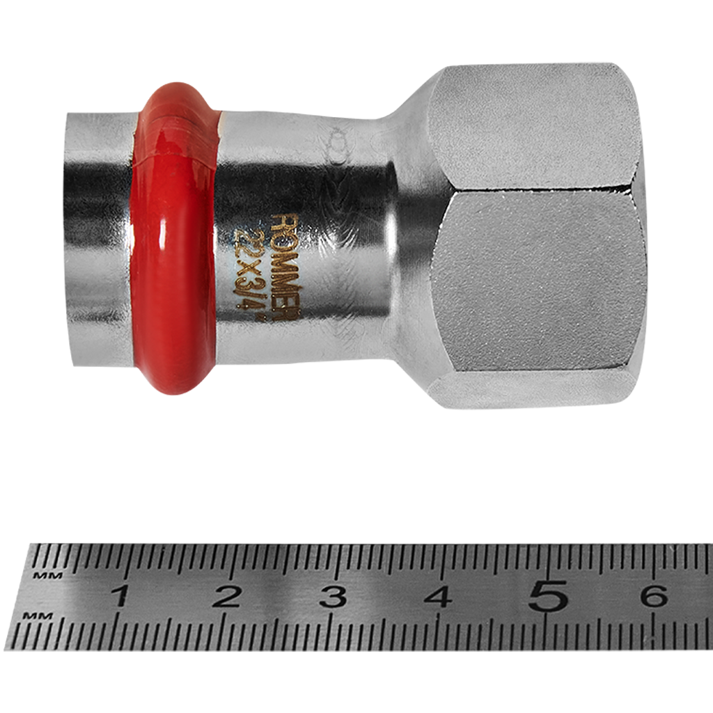 Переходник ВПр-ВР 22х3/4 из нержавеющей стали прессовой ROMMER