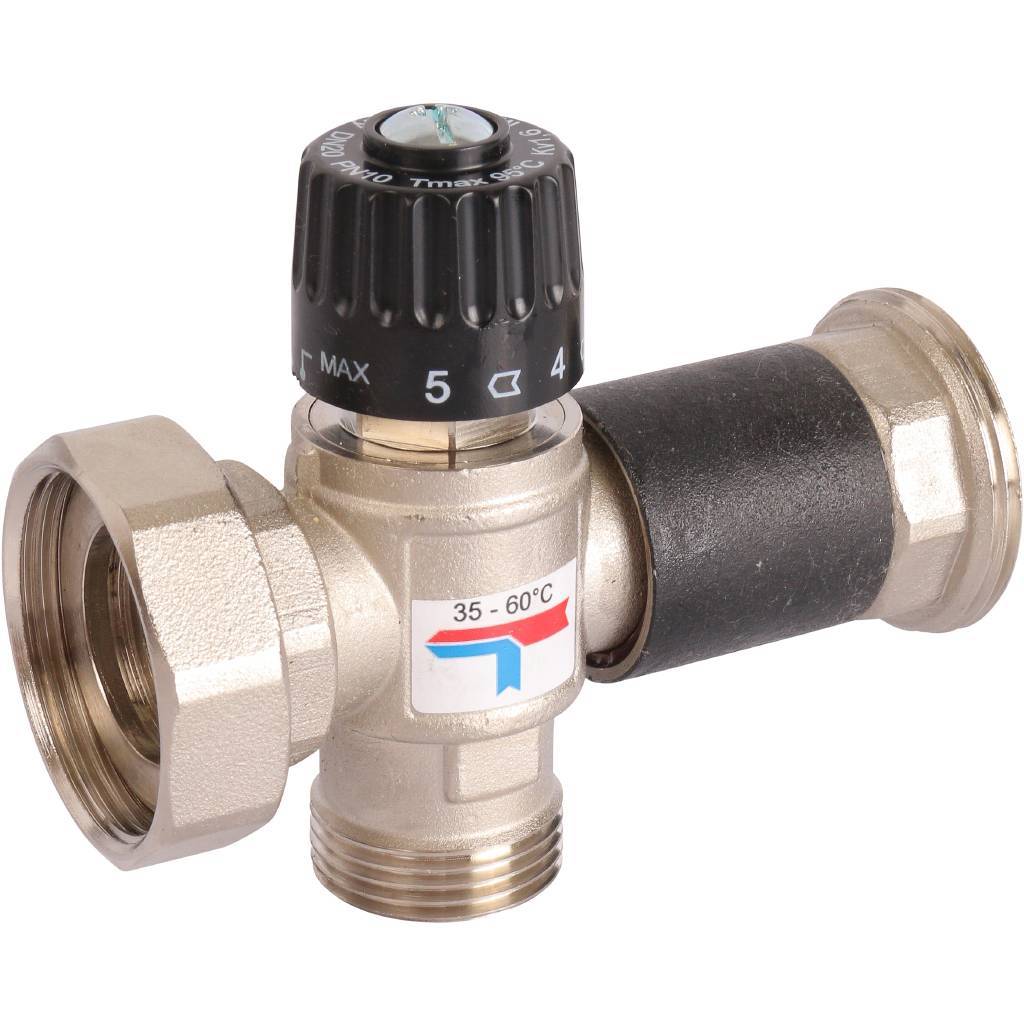 Группа насосная с термостатическим смесительным клапаном (35-60С) 1" без насоса ROMMER