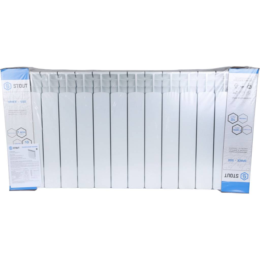 Радиатор биметаллический с нижним прав. подключением STOUT Space 500 10 секции