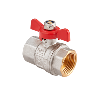 Кран шаровый никелированный с  бабочкой, гайка-гайка 3/4" MVI (8/64)