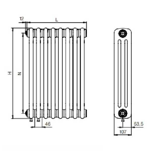 RIFAR TUBOG 3180/10 радиатор трубчатый нижнее подключение DV1 (Антрацит)
