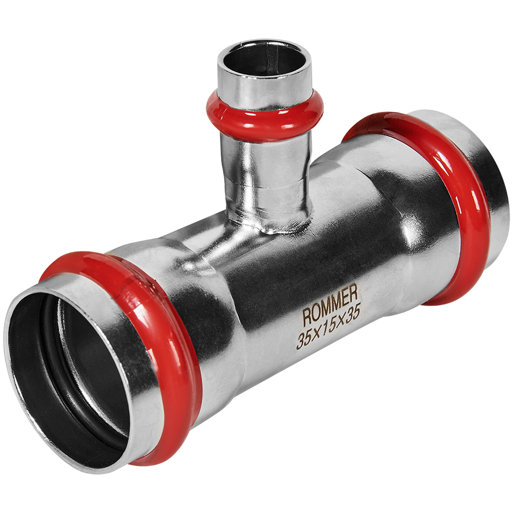 Тройник переходной ВПр 35х15х35 из нержавеющей стали прессовой ROMMER