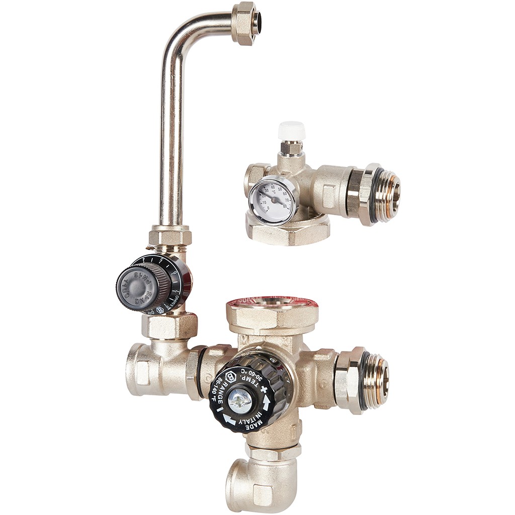 Комплект для насосной группы с термостатическим клапаном и байпасом, без насоса STOUT