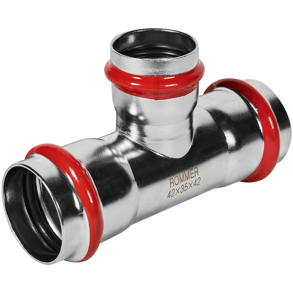 Тройник переходной ВПр 42х35х42 из нержавеющей стали прессовой ROMMER