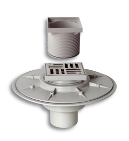 Трап пластиковый с гидро и сухим затвором вертикальный 150х150 (пластиковая решетка) выход 50-75