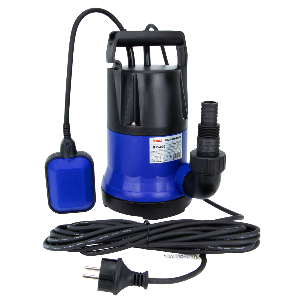 GP-1100, Насос дренажный JEMIX, (Корпус Пластик, 1,1 КВт, напор 9,5 м, произв. 14 куб.м/час) уп.4шт