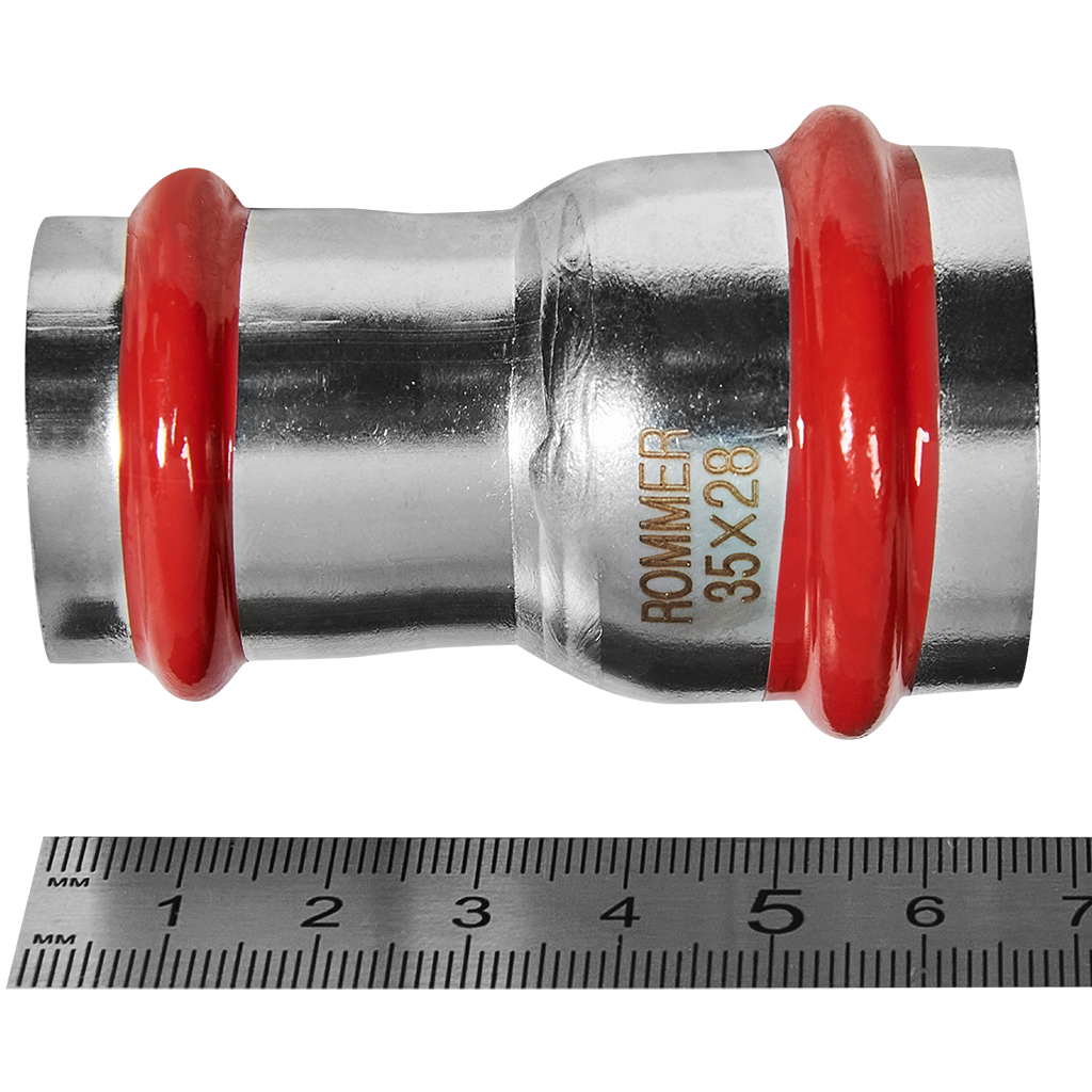 Муфта переходная ВПр 35х28 из нержавеющей стали прессовой ROMMER