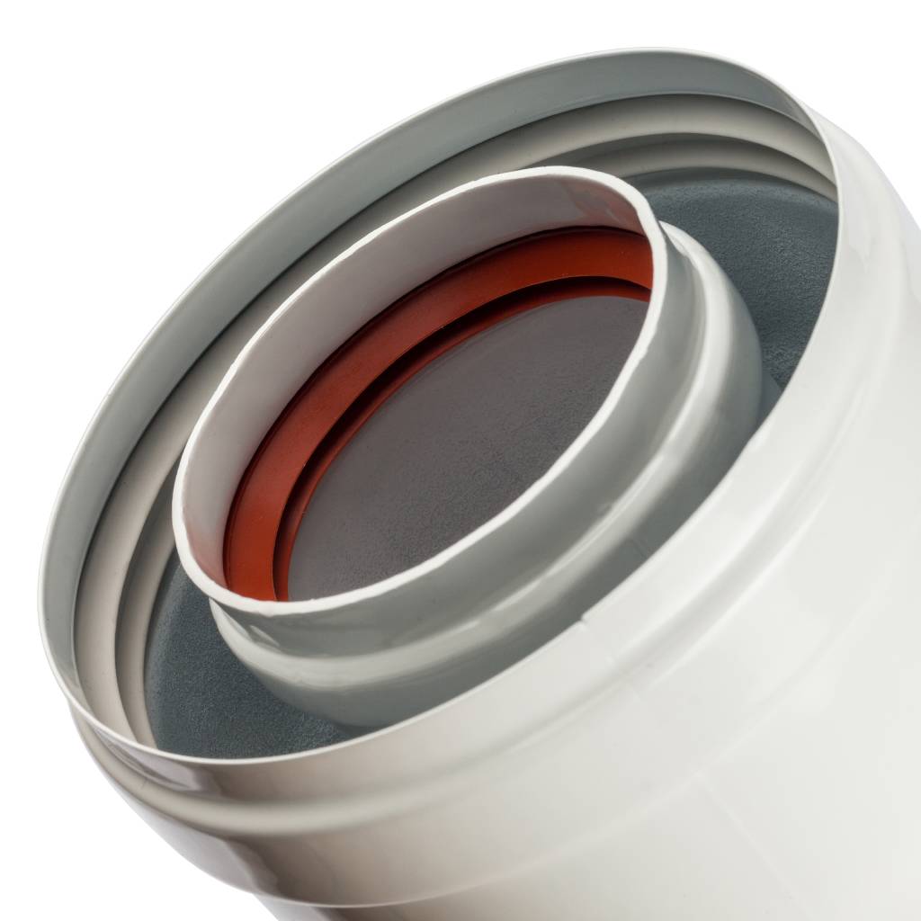 Элемент дымохода DN60/100 адаптер для котла вертикальный коаксиальный (Vaillant, Protherm)