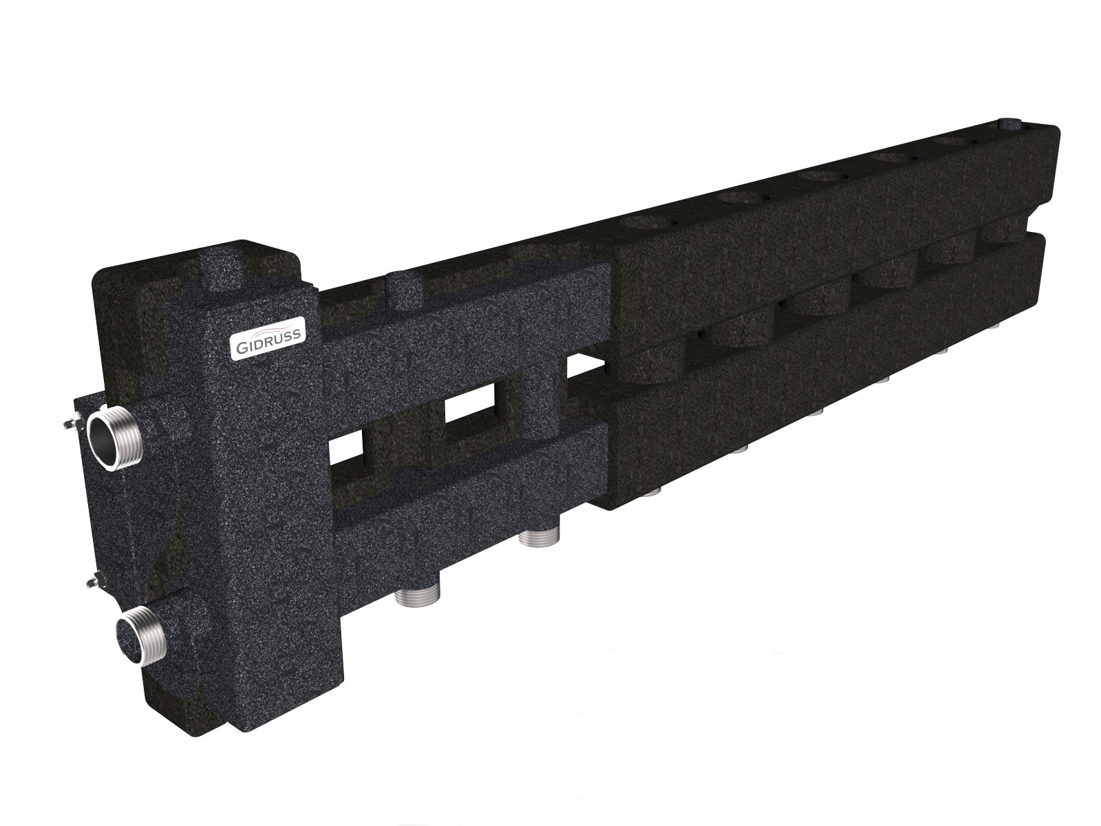 Балансировочный коллектор BM-60-5D.EPP-теплоизоляция (до 60кВт G1″ 4+1 контура G1″ 4D-кронштейны)