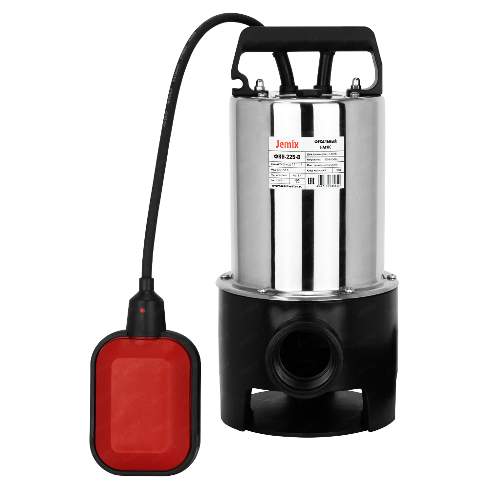 ФНН-175-7 Насос фекал. JEMIX, (SGPS-550 Корпус нерж.ст.0,55 КВт,напор 7 м, 10,5 куб.м/час) уп.4шт
