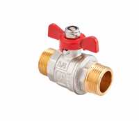 Кран шаровый никелированный с бабочкой, штуцер-штуцер 1/2" MVI (10/80)