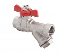 Кран шаровый никелированный с фильтром, бабочка 1/2" MVI (8/64)