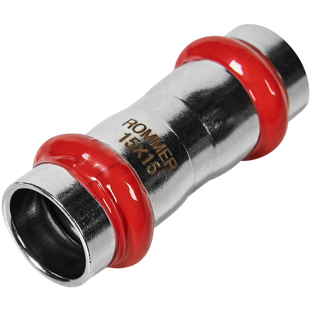 Муфта равнопроходная ВПр 15 из нержавеющей стали прессовой ROMMER