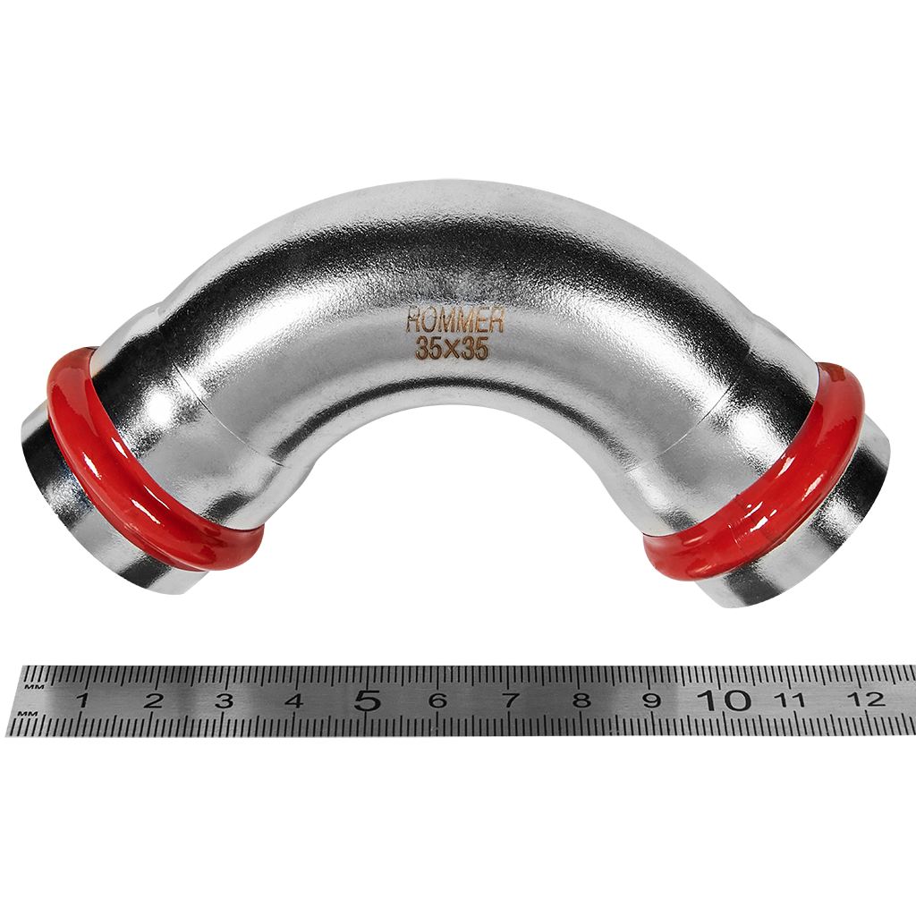 Угольник 90° ВПр-ВПр 35 из нержавеющей стали прессовой ROMMER