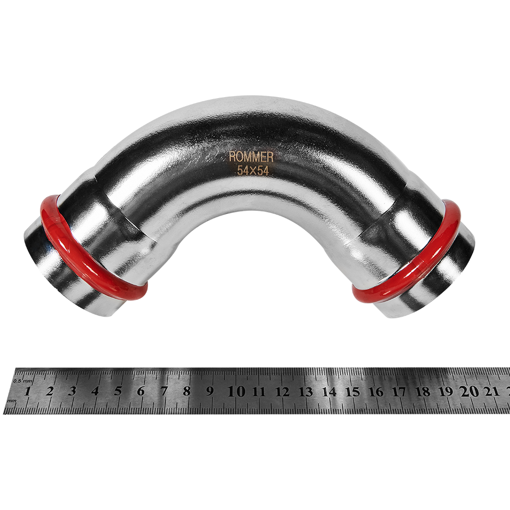 Угольник 90° ВПр-ВПр 54 из нержавеющей стали прессовой ROMMER
