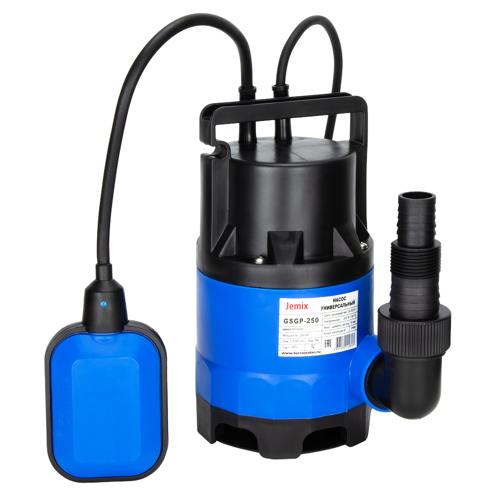 GP-1100, Насос дренажный JEMIX, (Корпус Пластик, 1,1 КВт, напор 9,5 м, произв. 14 куб.м/час) уп.4шт