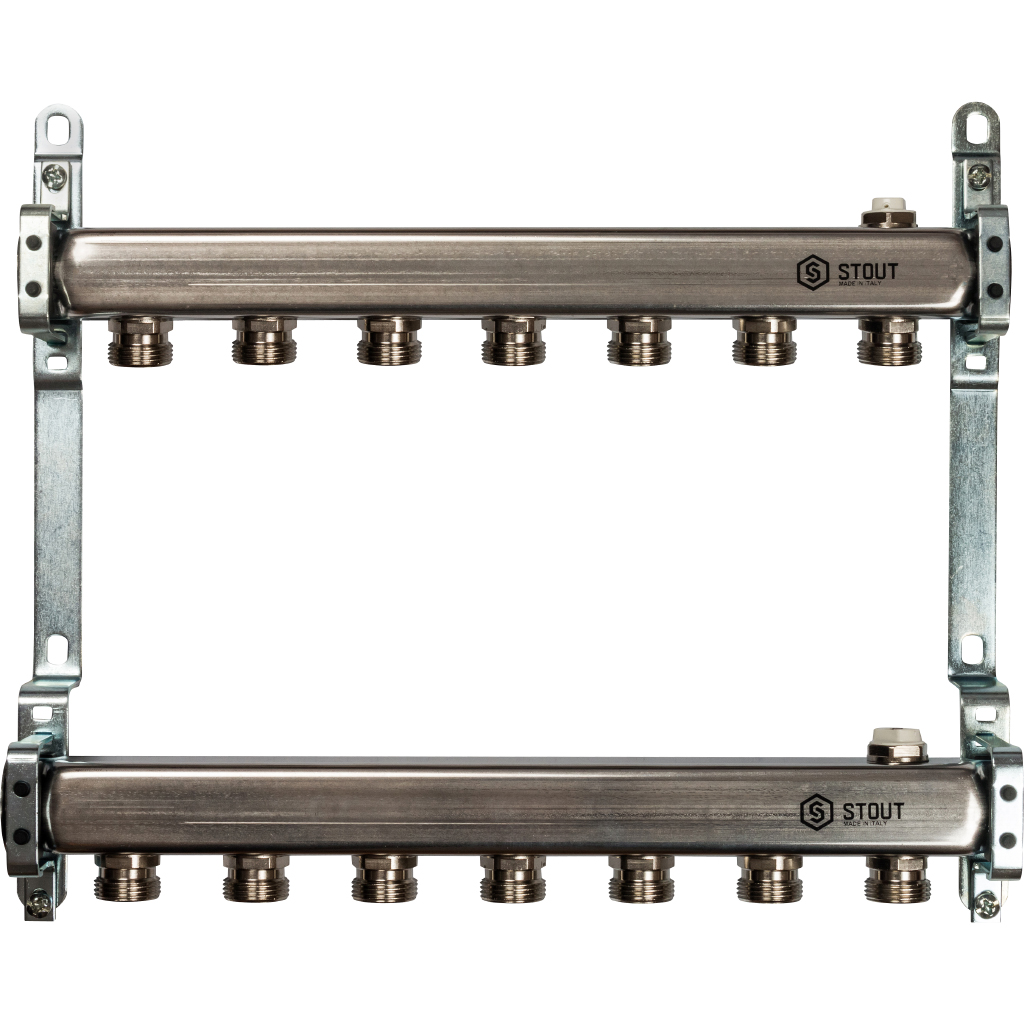 Коллектор из нержавеющей стали без расходомеров 1"/3/4"x7 STOUT