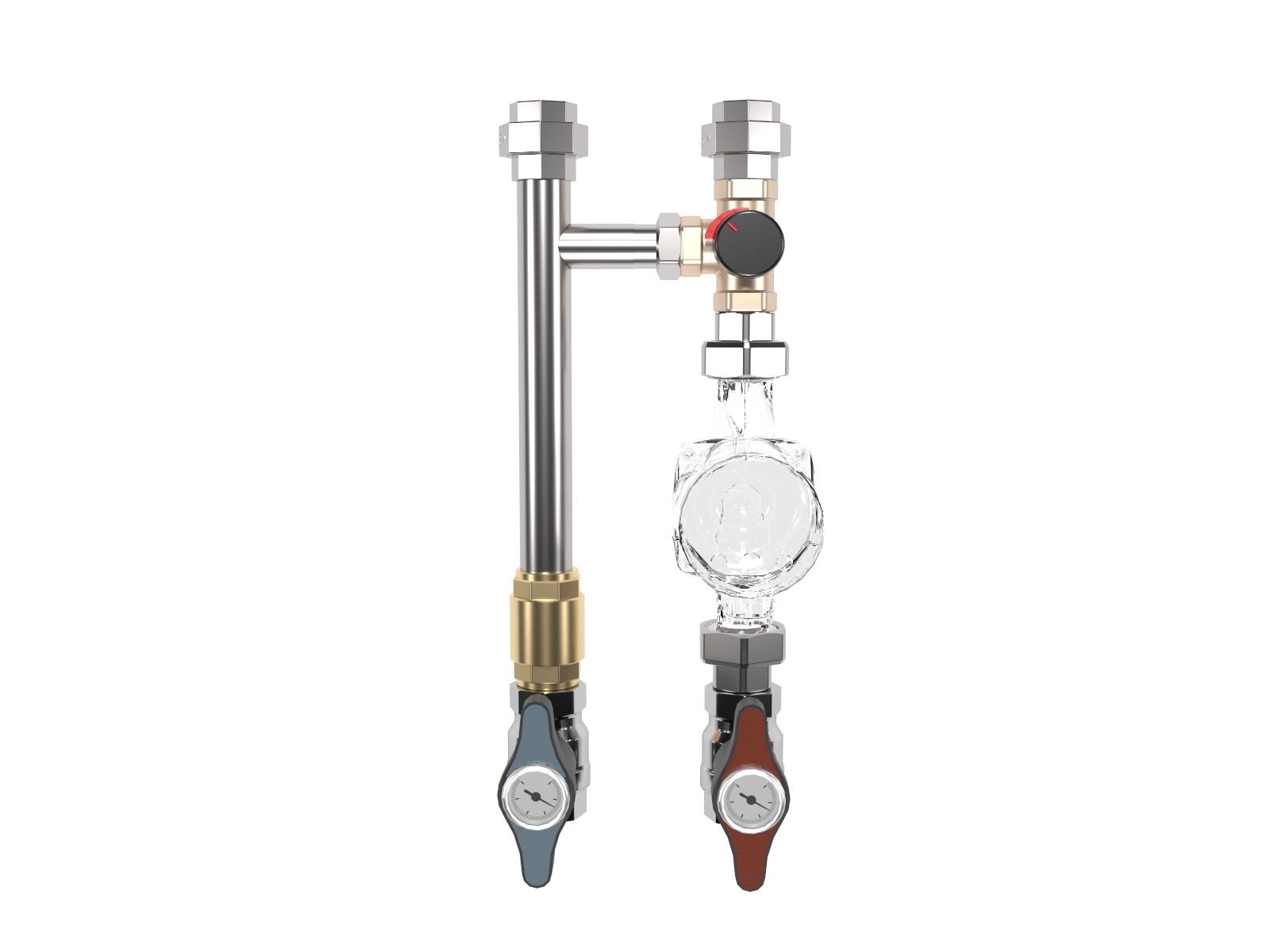 Насосная группа NGSS-25C (нерж. 1″ 125мм смеситель п/сервопривод ESBE VRG 131 KVs 10)