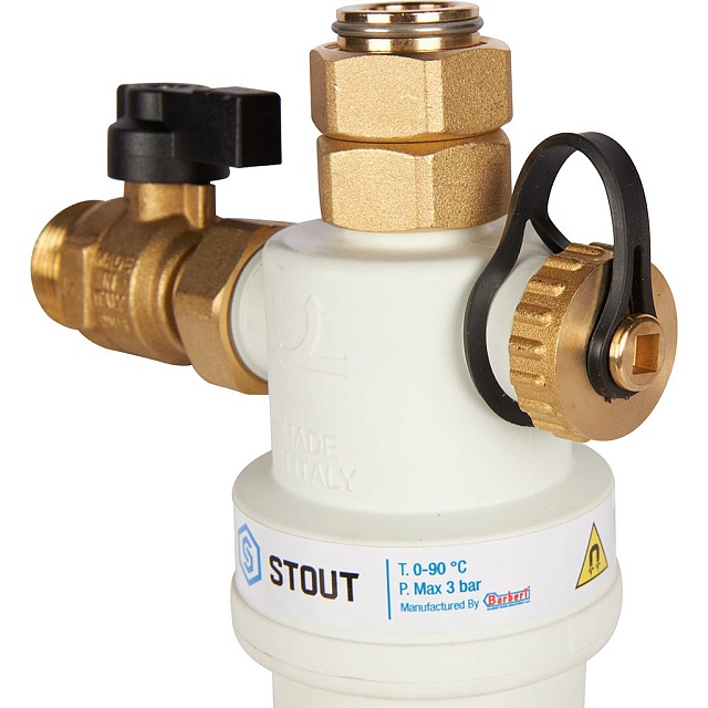 Фильтр-шламоотделитель с магнитом для настенных котлов 3/4" НР-3/4" НГ-3/4" НР STOUT