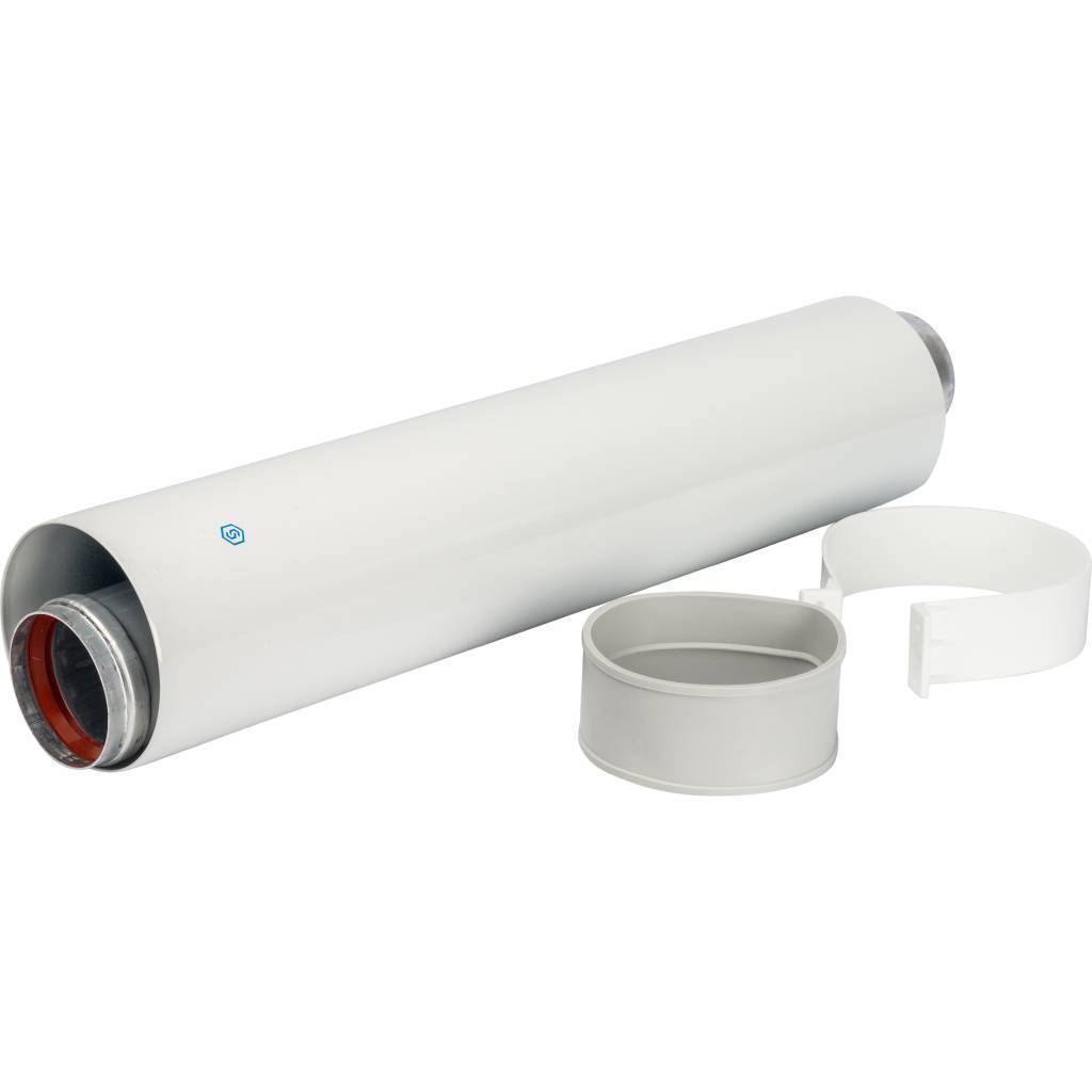 Элемент дымохода  Ø60/100 труба коаксиальная 500 мм п/м, уплотнения и хомут в комплекте