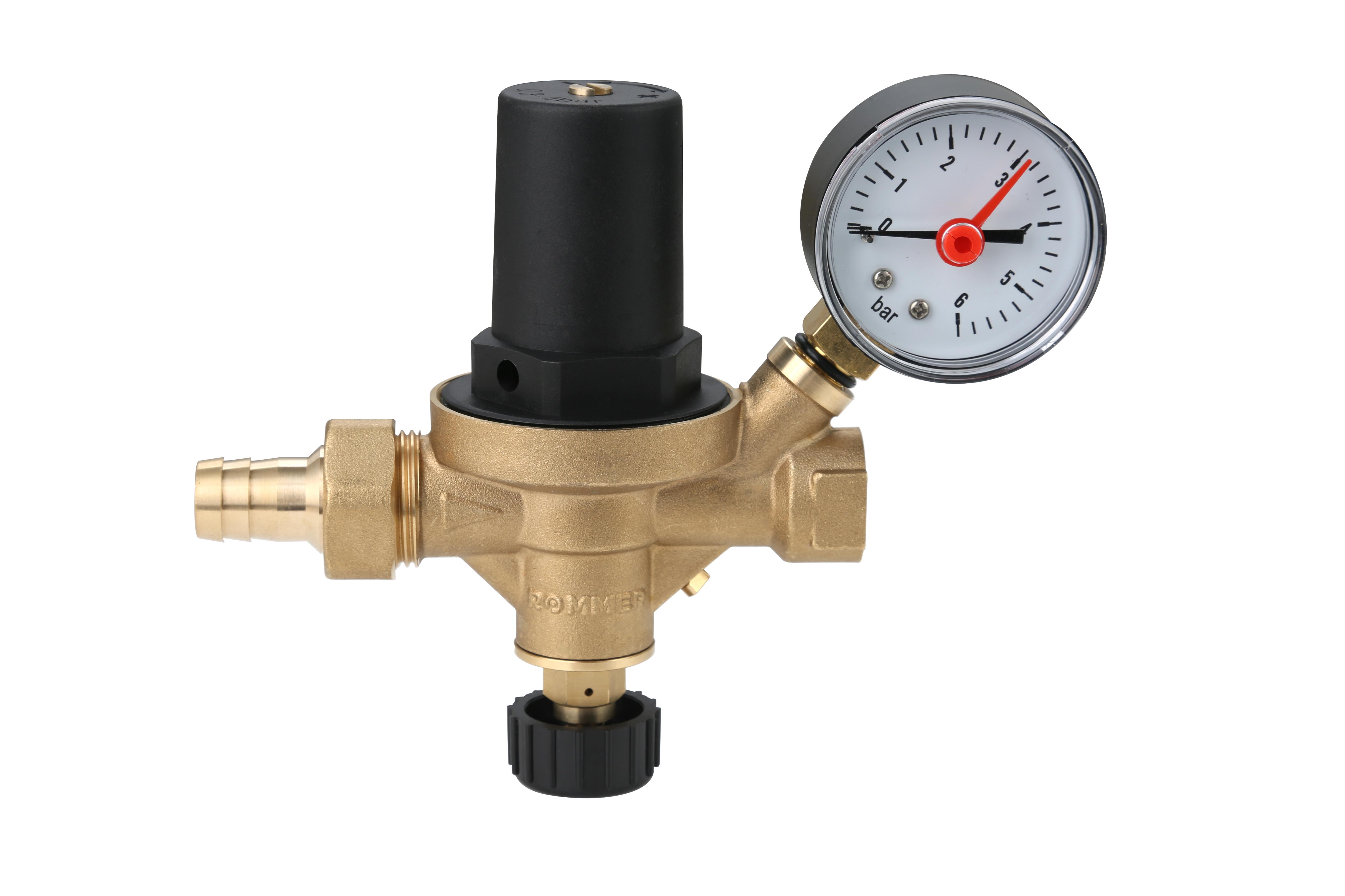 Автоматический подпиточный клапан с манометром 1/2 ВН/НР, крышка-пластик