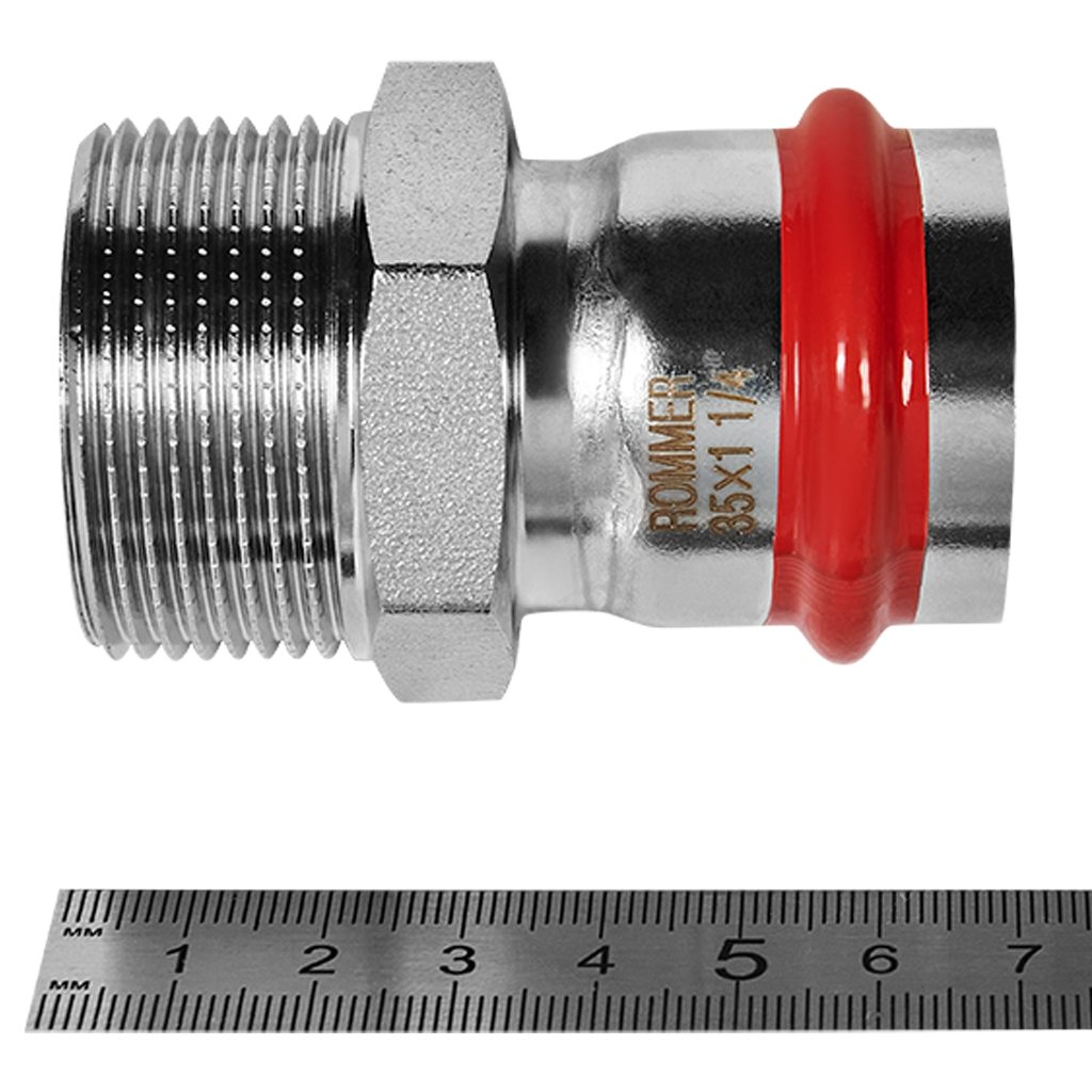 Переходник ВПр-НР 35х11/4 из нержавеющей стали прессовой ROMMER