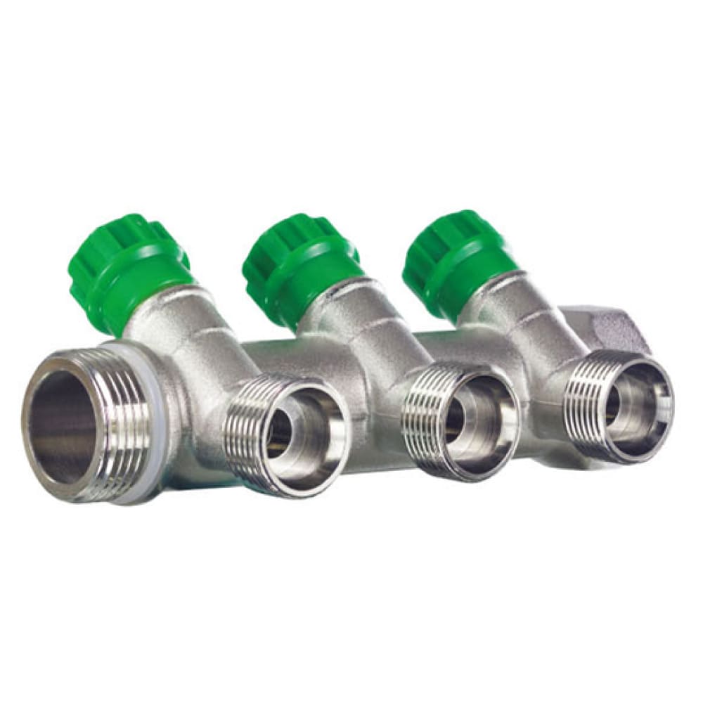 Коллектор 45° с кран-буксами 1"х3/4ш-3 выхода под евроконус TIM MR135NE-1-3