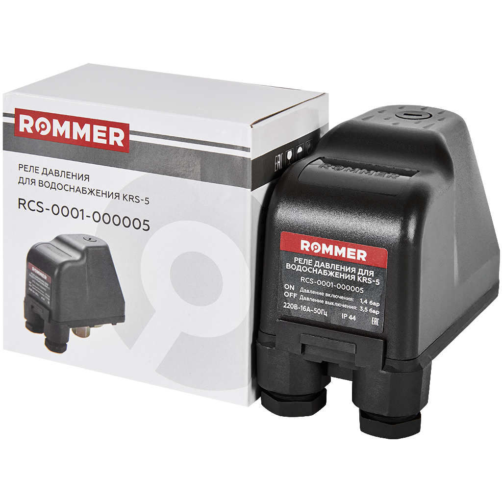 Реле давления для водоснабжения KRS-5, 1/4", с накидной гайкой ROMMER