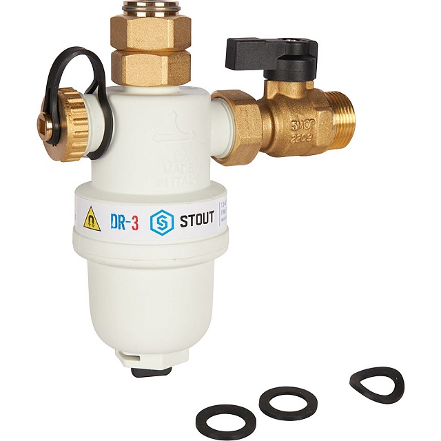 Фильтр-шламоотделитель с магнитом для настенных котлов 3/4" НР-3/4" НГ-3/4" НР STOUT