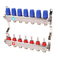 Коллектор из нержавеющей стали в сборе с расходомерами, 7 выходов (1/5)
