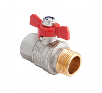 Кран шаровый никелированный с бабочкой, гайка-штуцер 1" MVI (6/48)