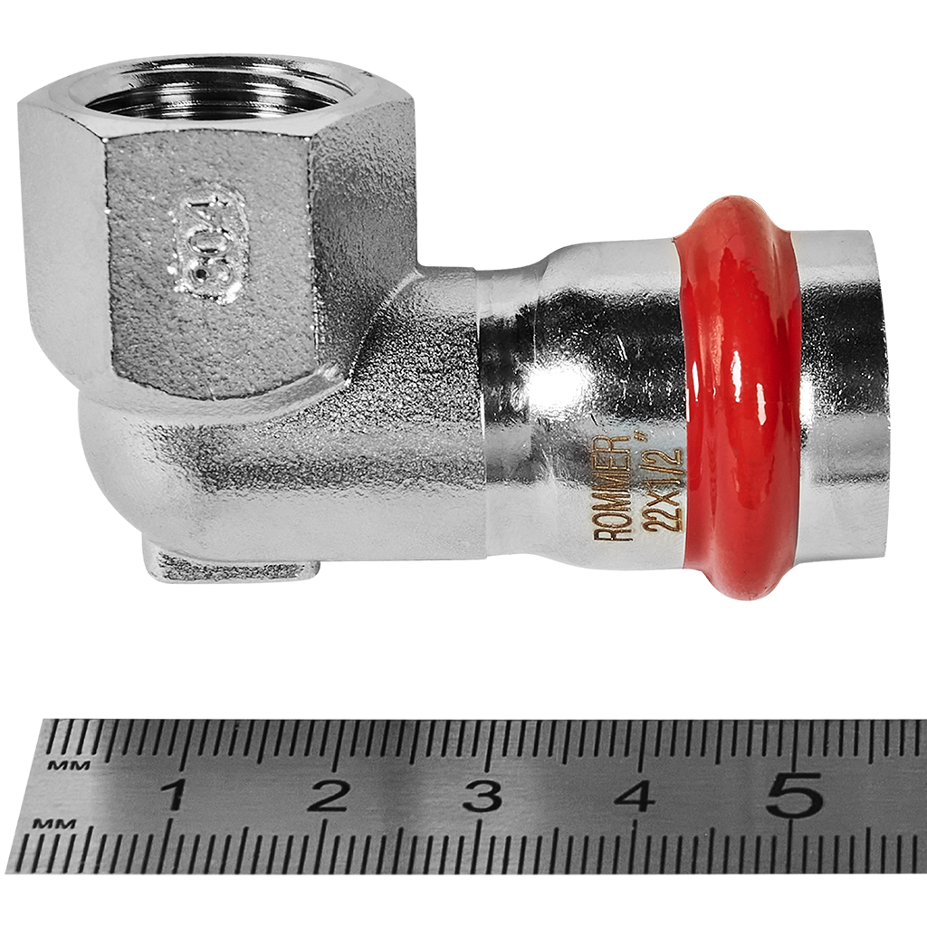 Угольник-переходник ВПр-ВР 22х1/2 из нержавеющей стали прессовой ROMMER