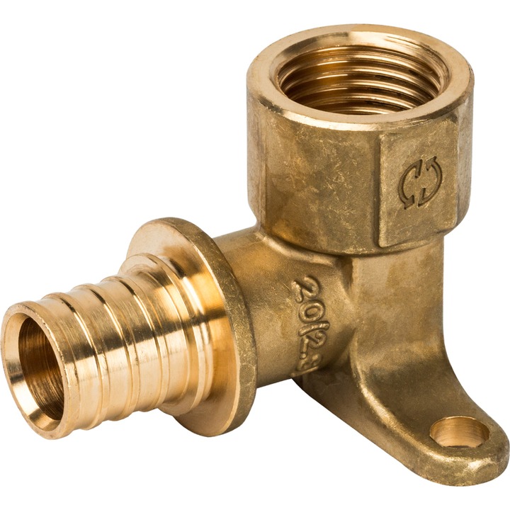 Угольник настенный с креплением 20xRp 1/2" (10/50) STOUT