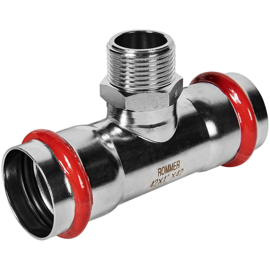 Тройник-переходник ВПр-НР 42х1 из нержавеющей стали прессовой ROMMER