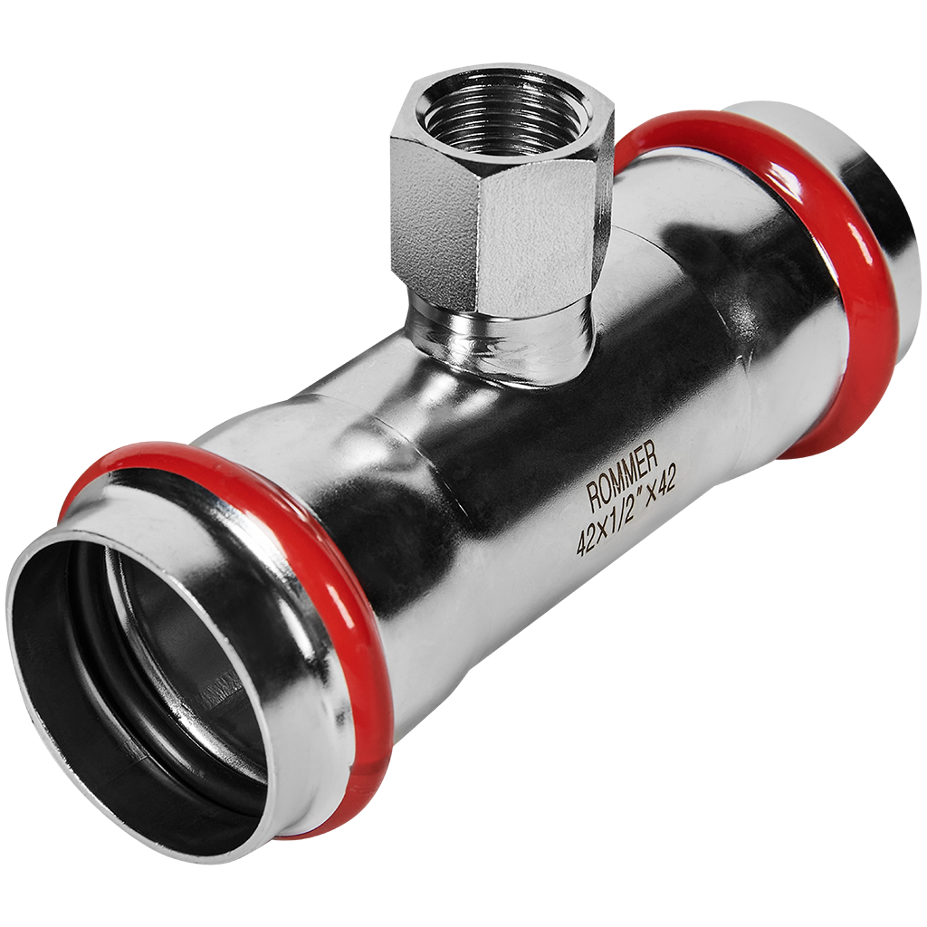 Тройник-переходник ВПр-ВР 42х1/2 из нержавеющей стали прессовой ROMMER